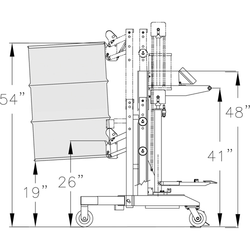 Ergonomic Drum Handler Scale Model - DM-1100-S, 30 - 85 US Gal. (25 - 70 Imperial Gal.) Kelford