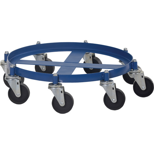Octagon Drum Dolly, Steel, 2000 lbs. Capacity, 27-1/16" Diameter, Cast Iron Casters Kelford