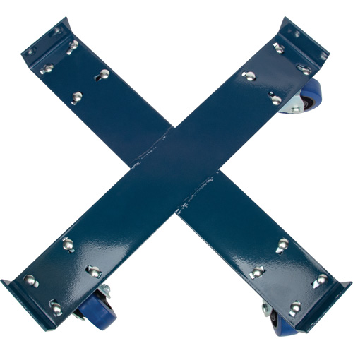 Drum Dolly, Steel, 1400 lbs. Capacity, 24" Diameter, Blue Elastic Casters Kelford