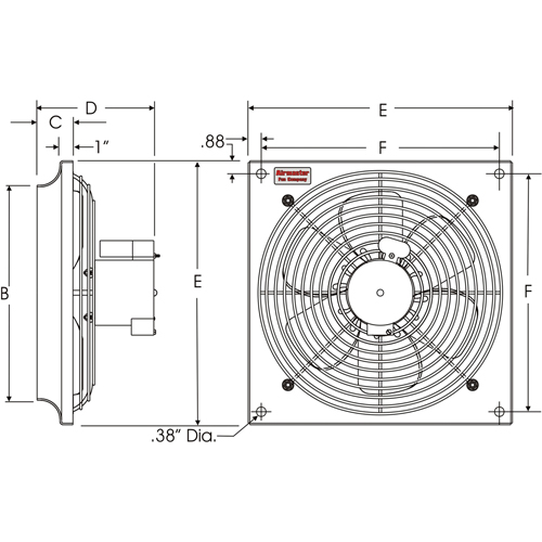 Ventilateurs muraux d'usage g&eacute;n&eacute;ral, Commercial, 2 vitesses, Diam&egrave;tre de 10" Kelford