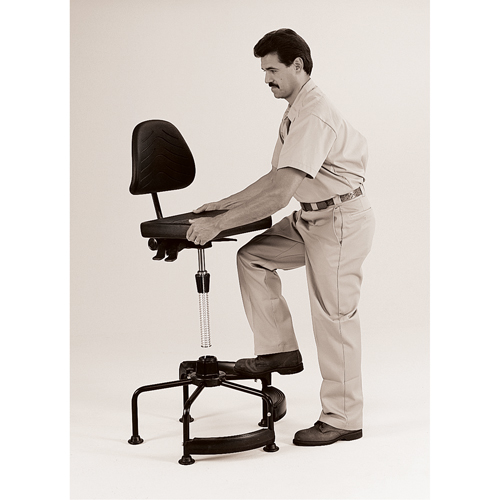 Industrial Stool, Stationary, Adjustable, 38" - 45", Polyurethane Seat, Black Kelford
