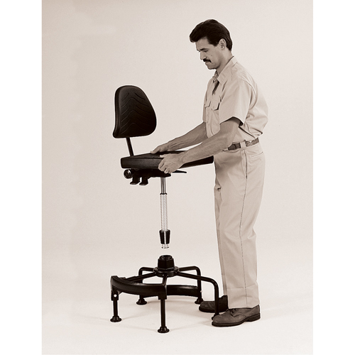 Industrial Stool, Stationary, Adjustable, 38" - 45", Polyurethane Seat, Black Kelford