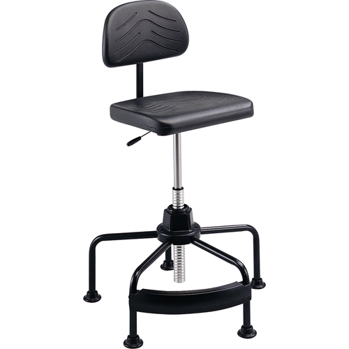 Industrial Seating, Stationary, Adjustable, 17" - 35", Polyurethane Seat, Black Kelford