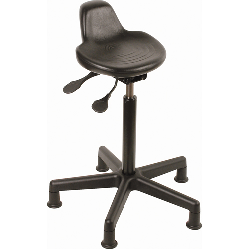 Stool, Sit/Stand, Adjustable, 23" - 33", Polyurethane Seat, Black Kelford
