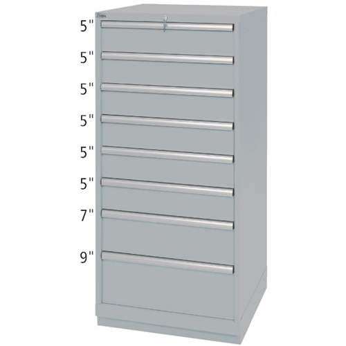 Drawer Cabinets, 8 Drawers, 28-1/4" W x 28-1/2" D x 59-1/2" H, Grey Kelford