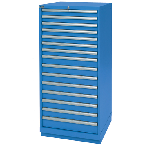 Armoires de rangement avec tiroirs, 15 tiroirs, 28-1/4" la x 28-1/2" p x 59-1/2" h, Bleu brillant Kelford
