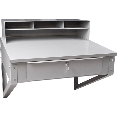 Wall-Mounted Shop Desk, 34-1/2" W x 28" D x 31" H, Grey Kelford