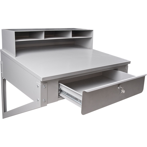 Wall-Mounted Shop Desk, 34-1/2" W x 28" D x 31" H, Grey Kelford