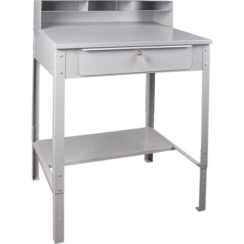 Open Floor Style Shop Desk, 34-1/2" W x 30" D x 53" H, Grey Kelford