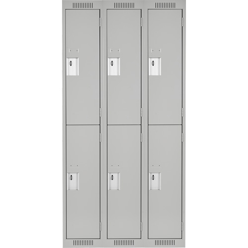 Clean Line Lockers, 2 -tier, Bank of 3, 36" x 18" x 72", Steel, Grey, Rivet (Assembled) Kelford