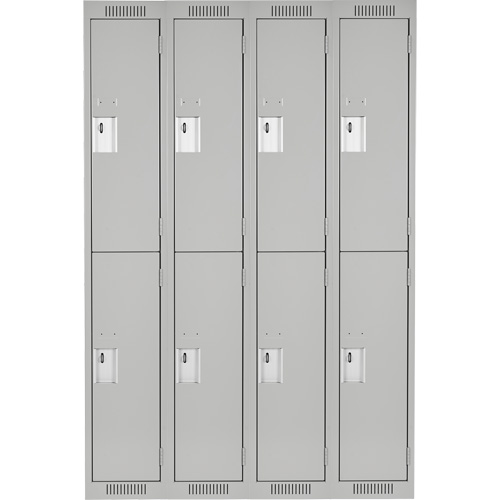 Clean Line Lockers, 2 -tier, Bank of 4, 48" x 18" x 72", Steel, Grey, Rivet (Assembled) Kelford