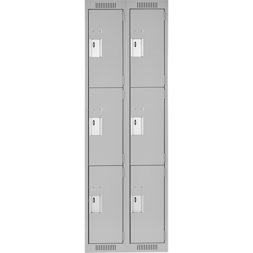 Clean Line Lockers, 3 -tier, Bank of 2, 24" x 18" x 72", Steel, Grey, Rivet (Assembled) Kelford