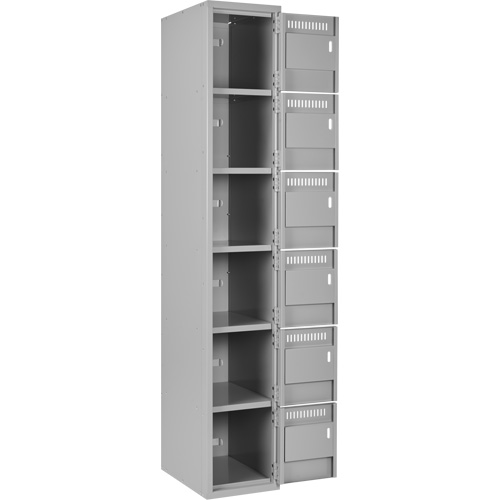 Clean Line Lockerettes, 6 -tier, Bank of 4, 48" x 18" x 72", Steel, Grey, Rivet (Assembled) Kelford