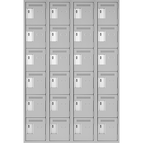 Clean Line Lockerettes, 6 -tier, Bank of 4, 48" x 18" x 72", Steel, Grey, Rivet (Assembled) Kelford