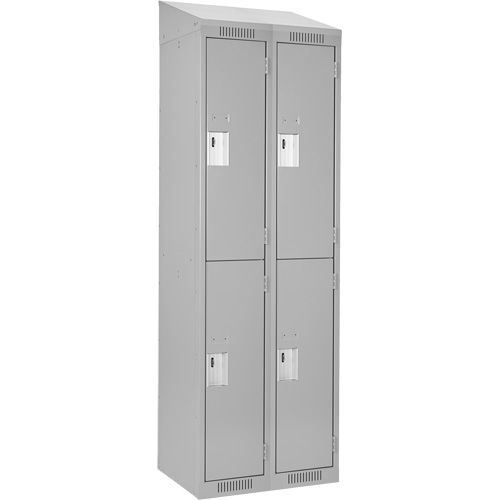 Clean Line Lockers, 2 -tier, Bank of 2, 24" x 18" x 78", Steel, Grey, Rivet (Assembled) Kelford