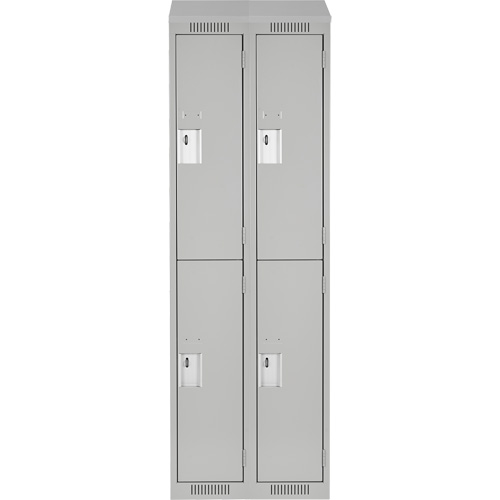 Clean Line Lockers, 2 -tier, Bank of 2, 24" x 18" x 78", Steel, Grey, Rivet (Assembled) Kelford