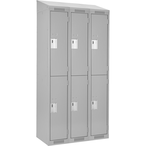 Clean Line Lockers, 2 -tier, Bank of 3, 36" x 18" x 78", Steel, Grey, Rivet (Assembled) Kelford