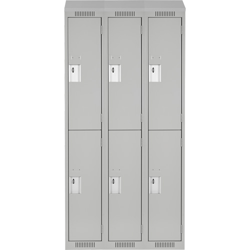 Clean Line Lockers, 2 -tier, Bank of 3, 36" x 18" x 78", Steel, Grey, Rivet (Assembled) Kelford