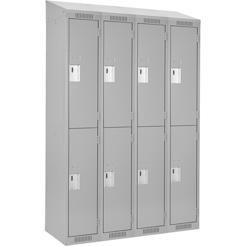 Clean Line Lockers, 2 -tier, Bank of 4, 48" x 18" x 78", Steel, Grey, Rivet (Assembled) Kelford