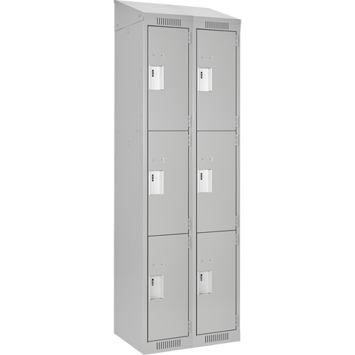 Clean Line Lockers, 3 -tier, Bank of 2, 24" x 18" x 78", Steel, Grey, Rivet (Assembled) Kelford