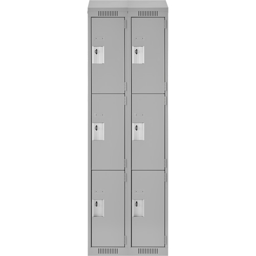 Clean Line Lockers, 3 -tier, Bank of 2, 24" x 18" x 78", Steel, Grey, Rivet (Assembled) Kelford