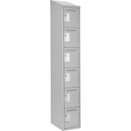 Clean Line Lockerette , 6 -tier, 12" x 18" x 78", Steel, Grey, Rivet (Assembled) Kelford