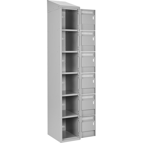 Clean Line Lockerette , 6 -tier, Bank of 4, 48" x 18" x 78", Steel, Grey, Rivet (Assembled) Kelford