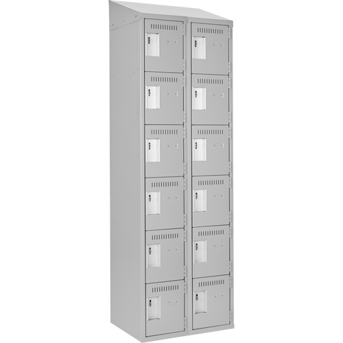 Clean Line Lockerette , 6 -tier, Bank of 2, 24" x 18" x 78", Steel, Grey, Rivet (Assembled) Kelford