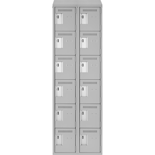 Clean Line Lockerette , 6 -tier, Bank of 2, 24" x 18" x 78", Steel, Grey, Rivet (Assembled) Kelford