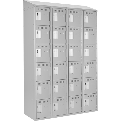 Clean Line Lockerette , 6 -tier, Bank of 4, 48" x 18" x 78", Steel, Grey, Rivet (Assembled) Kelford