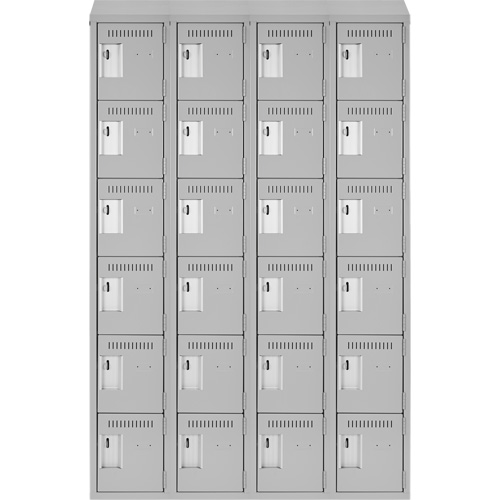 Clean Line Lockerette , 6 -tier, Bank of 4, 48" x 18" x 78", Steel, Grey, Rivet (Assembled) Kelford