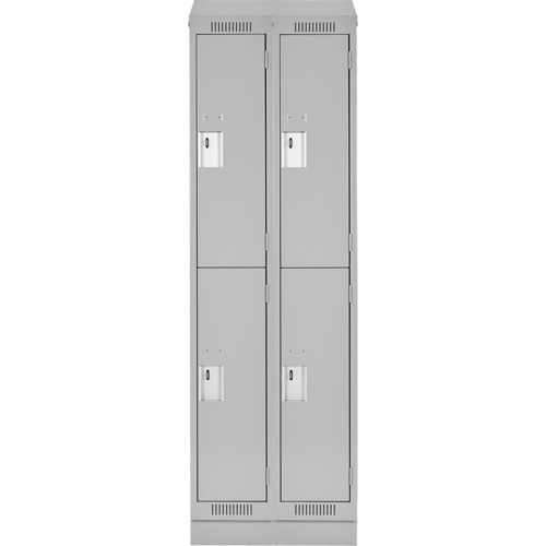Clean Line Lockers, 2 -tier, Bank of 2, 24" x 18" x 82", Steel, Grey, Rivet (Assembled) Kelford