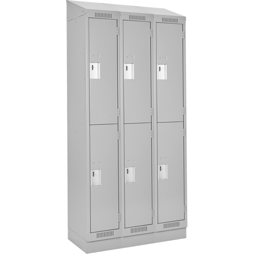 Clean Line Lockers, 2 -tier, Bank of 3, 36" x 18" x 82", Steel, Grey, Rivet (Assembled) Kelford