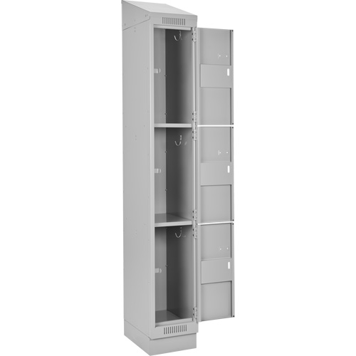 Clean Line Lockers, 3 -tier, Bank of 3, 36" x 18" x 82", Steel, Grey, Rivet (Assembled) Kelford