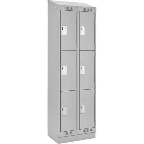 Clean Line Lockers, 3 -tier, Bank of 2, 24" x 18" x 82", Steel, Grey, Rivet (Assembled) Kelford