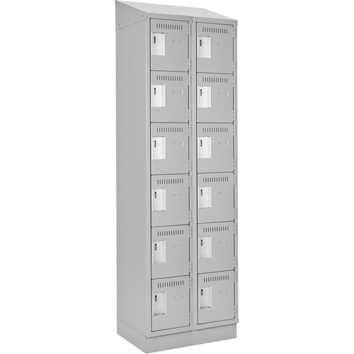 Clean Line Lockerette, 6 -tier, Bank of 2, 24" x 18" x 82", Steel, Grey, Rivet (Assembled) Kelford