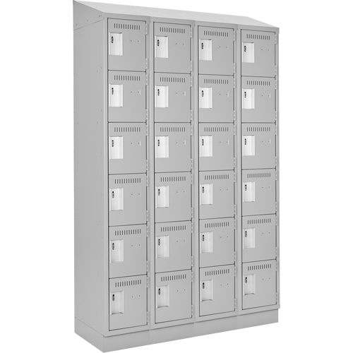 Clean Line Lockerette, 6 -tier, Bank of 4, 48" x 18" x 82", Steel, Grey, Rivet (Assembled) Kelford
