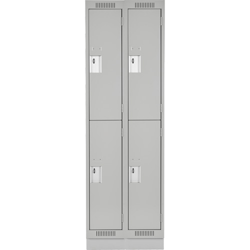 Clean Line Lockers, 2 -tier, Bank of 2, 24" x 18" x 76", Steel, Grey, Rivet (Assembled) Kelford