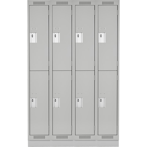 Clean Line Lockers, 2 -tier, Bank of 4, 48" x 18" x 76", Steel, Grey, Rivet (Assembled) Kelford