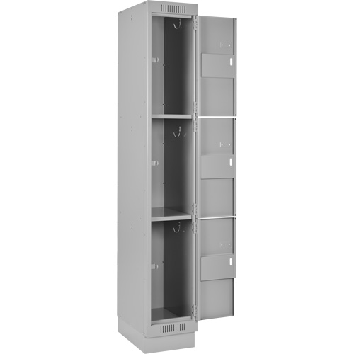 Clean Line Lockers, 3 -tier, Bank of 4, 48" x 18" x 76", Steel, Grey, Rivet (Assembled) Kelford