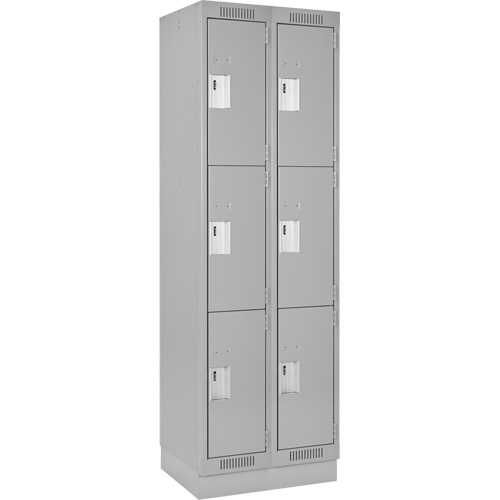 Clean Line Lockers, 3 -tier, Bank of 2, 24" x 18" x 76", Steel, Grey, Rivet (Assembled) Kelford