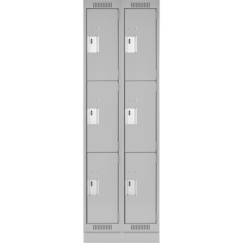 Clean Line Lockers, 3 -tier, Bank of 2, 24" x 18" x 76", Steel, Grey, Rivet (Assembled) Kelford