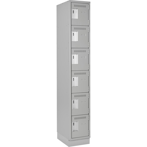 Clean Line Lockerette, 6 -tier, 12" x 18" x 76", Steel, Grey, Rivet (Assembled) Kelford