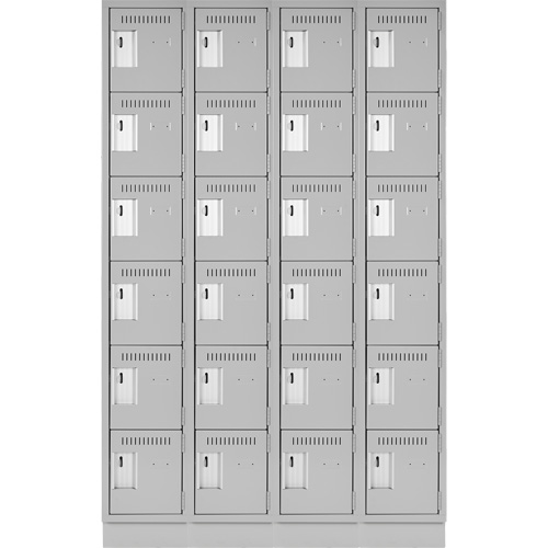 Clean Line Lockerette, 6 -tier, Bank of 4, 48" x 18" x 76", Steel, Grey, Rivet (Assembled) Kelford