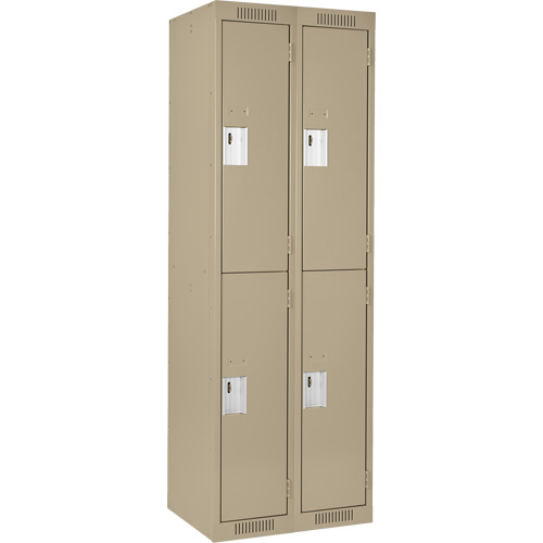 Clean Line Lockers, 2 -tier, Bank of 2, 24" x 18" x 72", Steel, Beige, Rivet (Assembled) Kelford