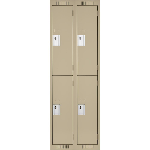 Clean Line Lockers, 2 -tier, Bank of 2, 24" x 18" x 72", Steel, Beige, Rivet (Assembled) Kelford