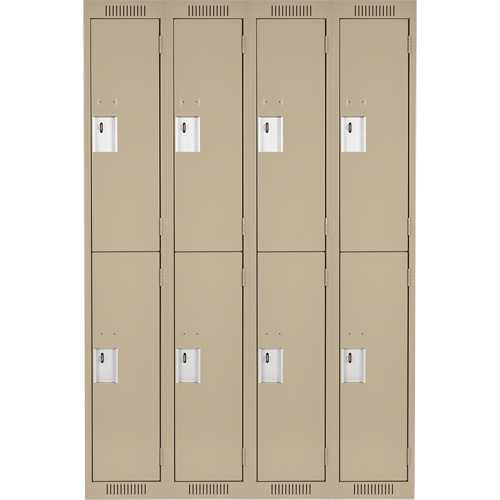 Clean Line Lockers, 2 -tier, Bank of 4, 48" x 18" x 72", Steel, Beige, Rivet (Assembled) Kelford