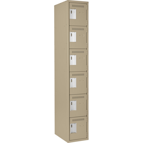 Clean Line Lockerette, 6 -tier, 12" x 18" x 72", Steel, Beige, Rivet (Assembled) Kelford
