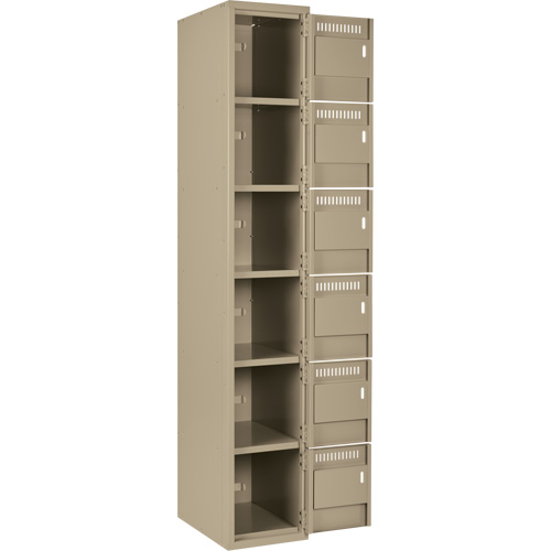 Clean Line Lockerette, 6 -tier, Bank of 3, 36" x 18" x 72", Steel, Beige, Rivet (Assembled) Kelford
