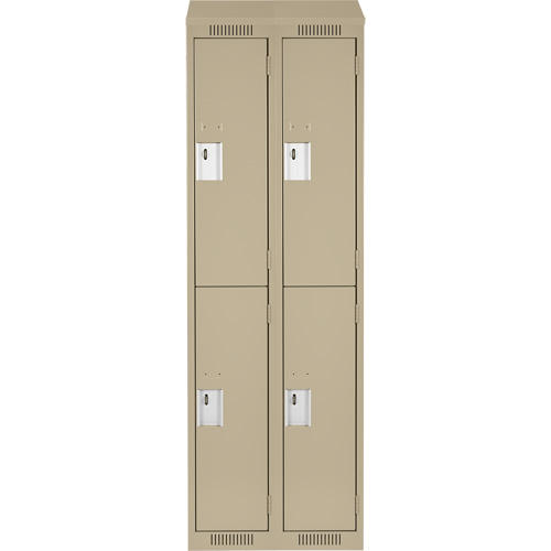 Clean Line Lockers, 2 -tier, Bank of 2, 24" x 18" x 78", Steel, Beige, Rivet (Assembled) Kelford